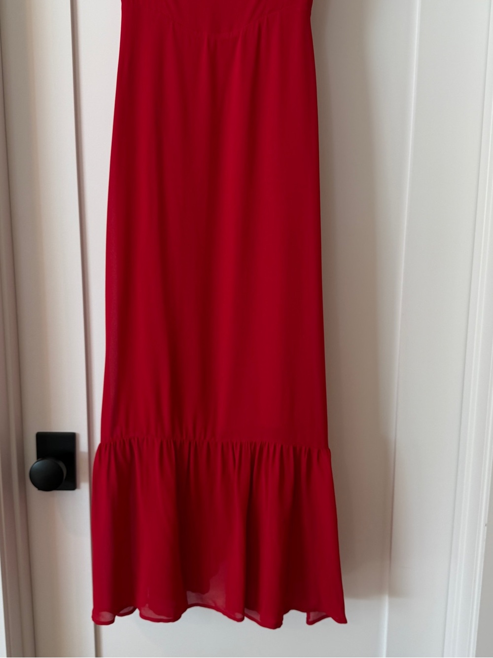 Reformation Raspberry Tie-Shoulder Ruffle-Hem Midi Dress - Picture 3 of 10
